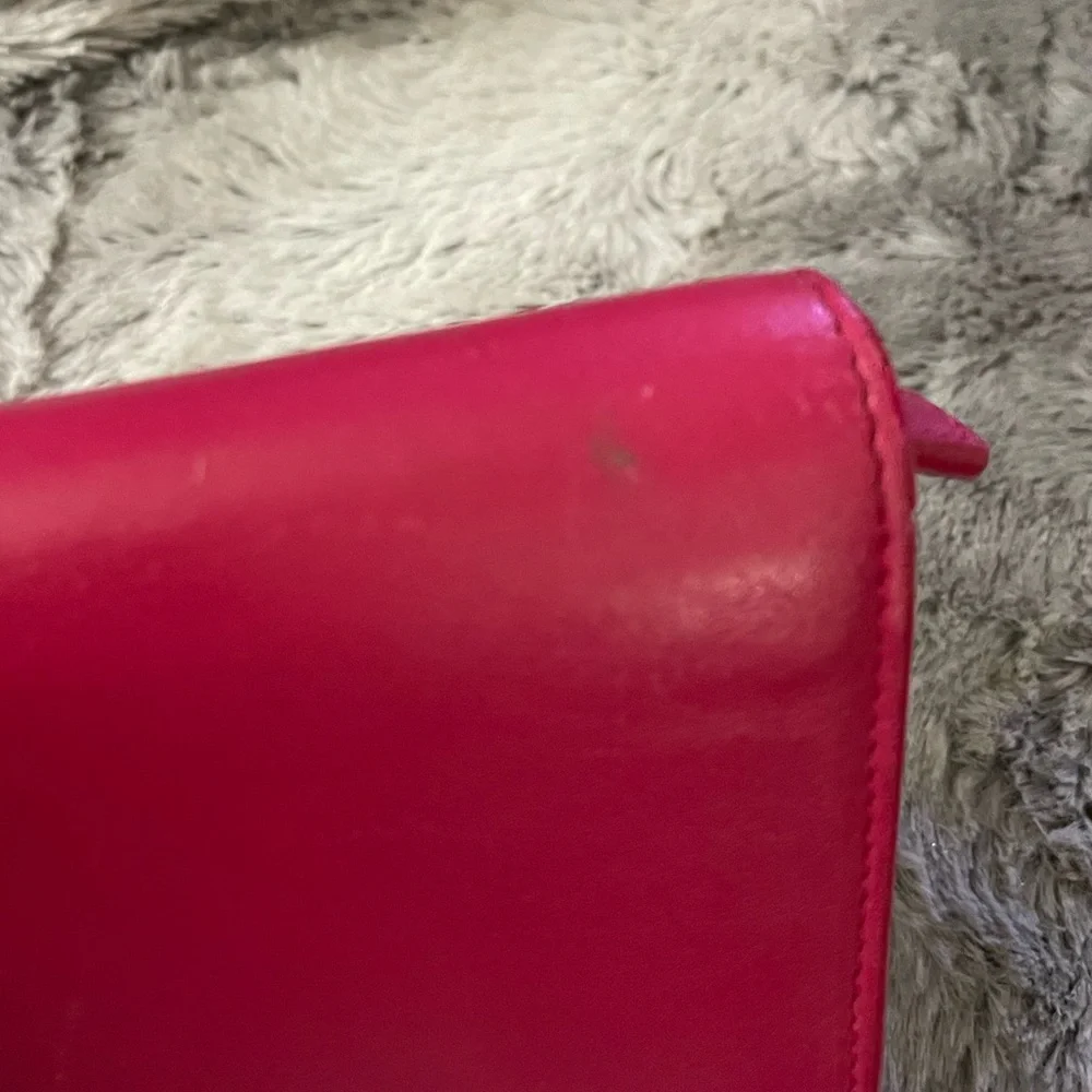 YSL Saint Laurent Paris Calfskin Y Line Flap Wallet Long Leather Pink Fuchsia - Picture 8 of 12